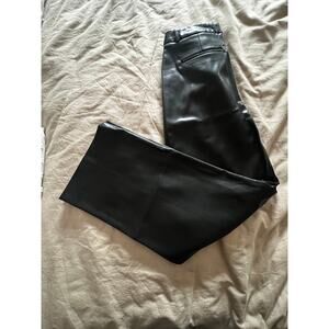 Worthington Black Faux Leather High-Rise Straight Leg Pants - Women's Size 4
